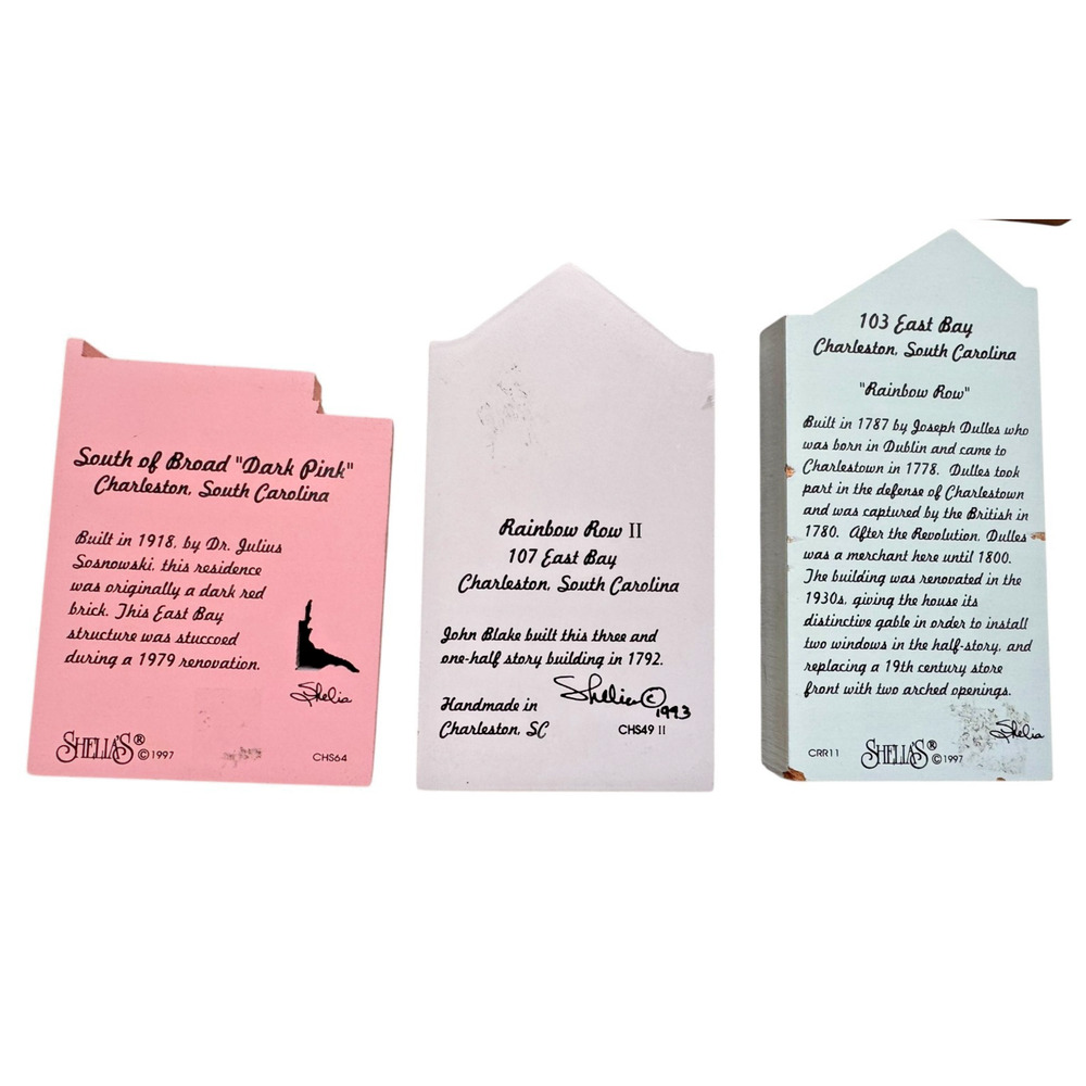 Sheila's Charleston SC Rainbow Row South of Broad 8 Pc Signed Wood House Lot - Picture 6 of 9